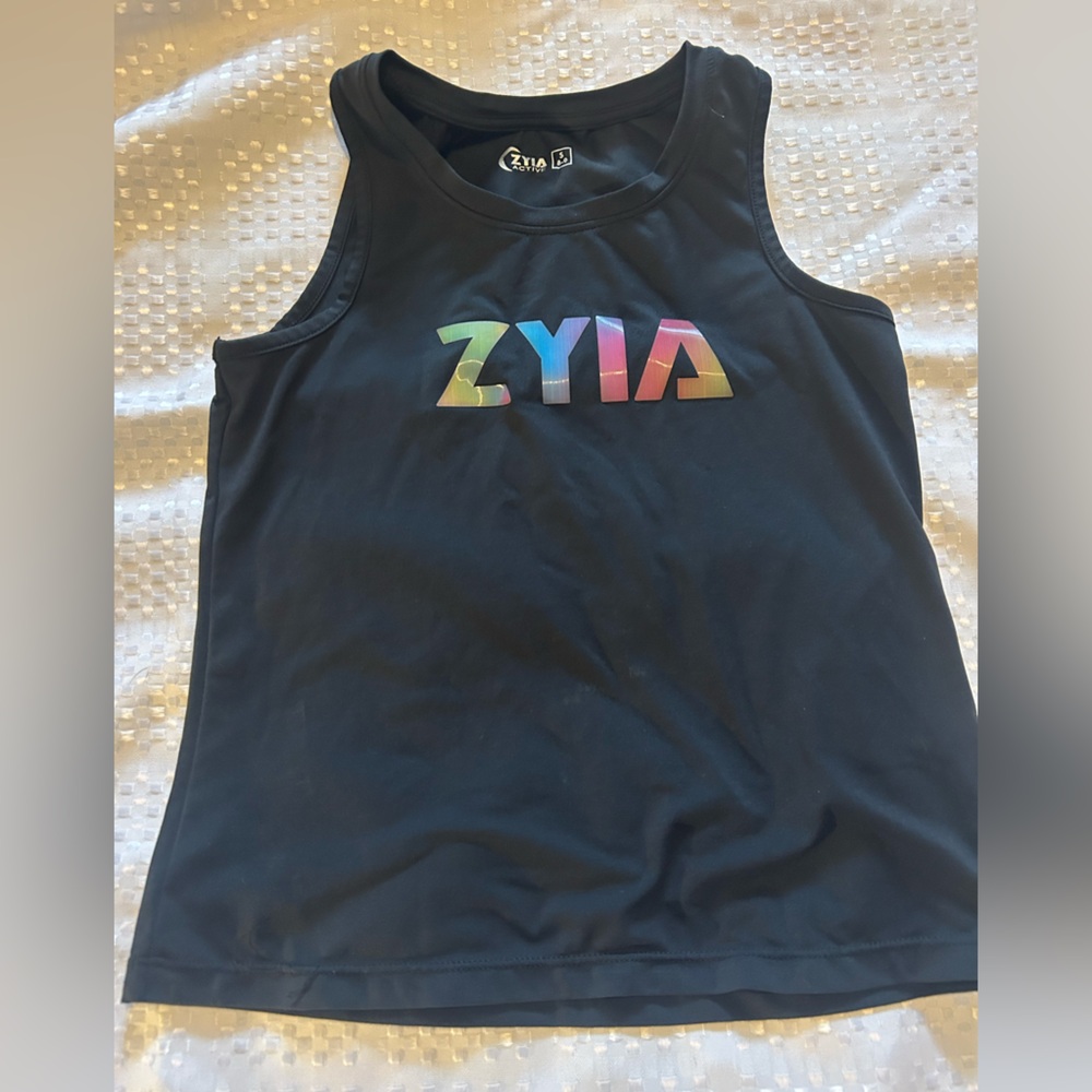 ZYIA Black Active Tank with Silver Logo